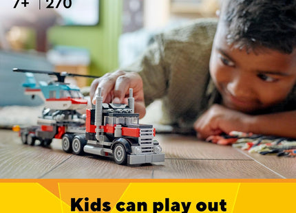 LEGO Creator 3 in 1 Flatbed Truck with Helicopter Toy, Transforms from Flatbed Truck Toy to Propeller Plane to Hot Rod and SUV Car