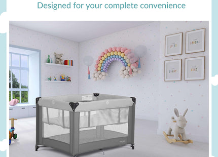 Dream On Me Zazzy Portable Playard with Bassinet in Grey, Packable and Easy Setup Baby Playard, Lightweight and Portable Playard for Baby with Mattress and Travel Bag