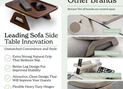 Shamrock Home Bamboo Trayble Couch Arm Table, Clip On Tray Sofa Table for Couches.