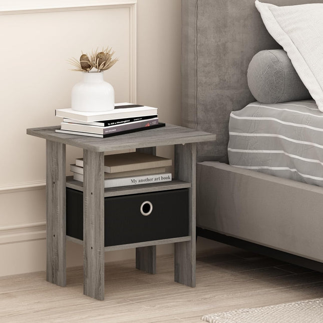 Furinno Andrey End Table / Side Table / Night Stand / Bedside Table with Bin Drawer
