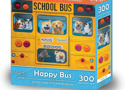 Majestic Value Brand 300 Piece Jigsaw Puzzle of Happy Pups on The Schoolbus
