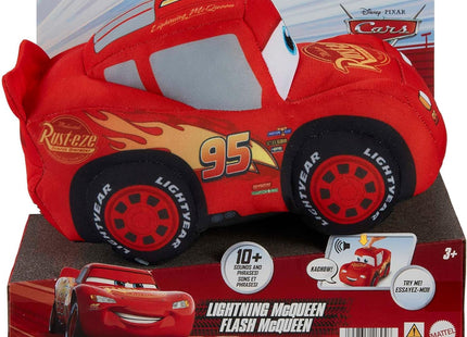 Mattel Disney Pixar Cars Lightning McQueen Talking Plush Toy Car with 10 Sounds, 10-inch