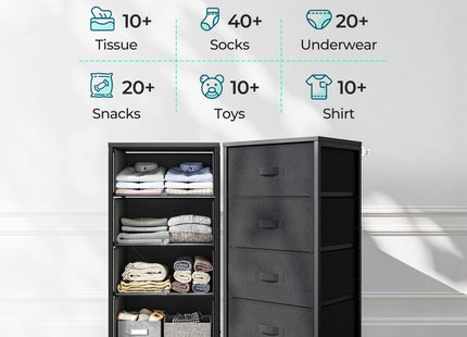 LINSY HOME Dresser for Bedroom, Black Dresser with 4 Drawers