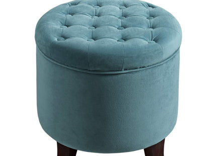 Homepop Home Decor | Upholstered Round Velvet Tufted Foot Rest Ottoman