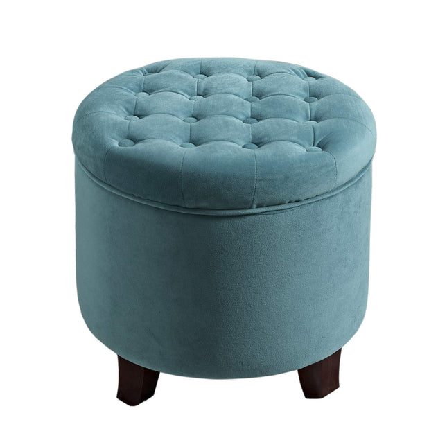 Homepop Home Decor | Upholstered Round Velvet Tufted Foot Rest Ottoman