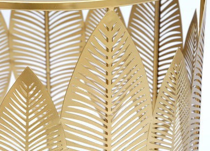 Adeco Set of 2 Nesting Side Tables, Decorative Round Metal Accent End Tables Nightstands, Coffee Table Plant Stand for Living Room Bedroom (Gold Leaf)