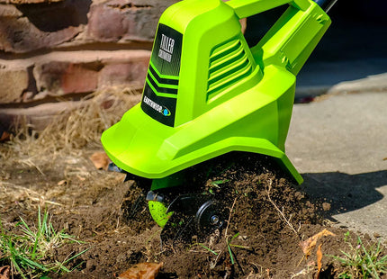 Earthwise Power Tools by ALM TC70020IT 20-Volt 7.5-Inch Cordless Electric Garden Tiller Cultivator, (2AH Battery & Fast Charger Included), Green