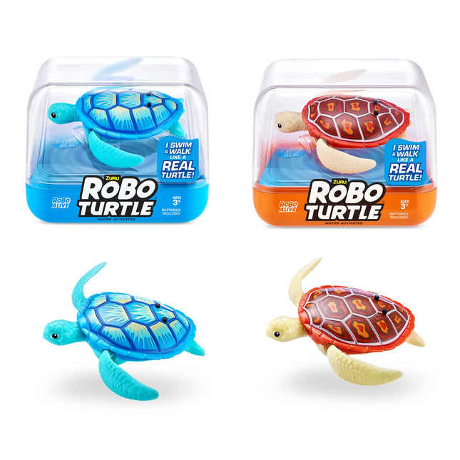 ROBO ALIVE Robo Turtle Robotic Swimming Turtle (Orange + Blue) by ZURU Water Activated