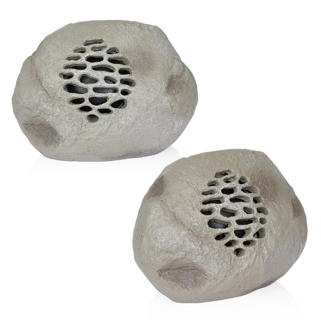 Alpine Corporation Weather-resistant Bluetooth Solar-Powered Outdoor Wireless Rock Speaker - Set of 2