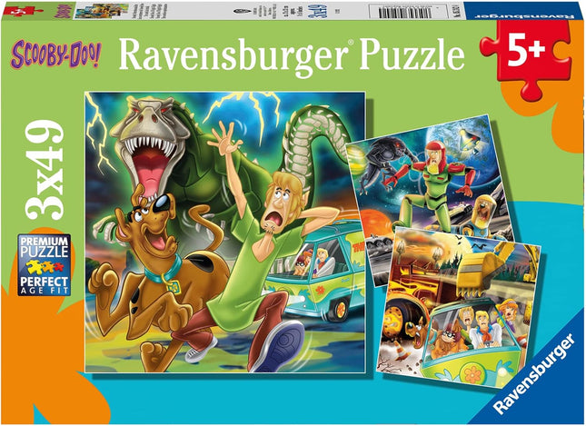 Ravensburger Scooby Doo: Three Night Fright - Kid-Friendly 3x49 Piece Jigsaw Puzzles Set
