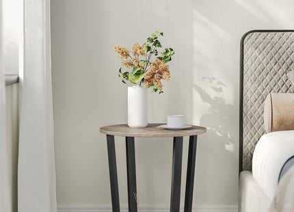VASAGLE End Table, Round Side Table with Storage Shelf, Easy Assembly, Industrial Accent Furniture with Steel Frame, Rustic Brown and Black