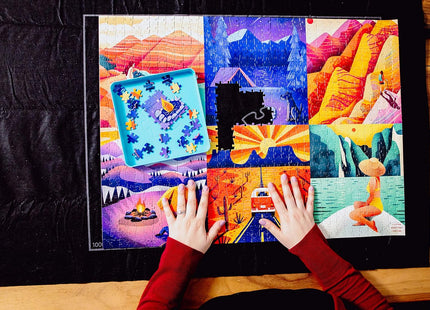 Buffalo Games - Roll-Up Puzzle Mat - Puzzle Saver and Assembly Accessory - Felt Mat - Fits up to 1500 Piece Puzzle - Black
