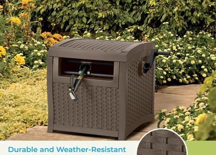 Suncast Hose Reel with Smart Trak Hose Guide, Water-Tight Connection, Durable Resin Construction, 225' Hose Capacity, Brown, Made in the USA