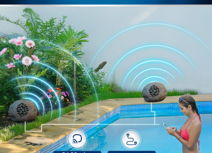 Alpine Corporation Weather-resistant Bluetooth Solar-Powered Outdoor Wireless Rock Speaker - Set of 2