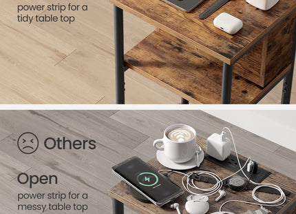 VASAGLE Side Table with Charging Station, 3-Tier End Table with USB Ports and Outlets