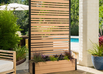 Enclo 6ft Cedar Privacy Screen with Planter – Vinyl Fence