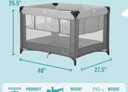 Dream On Me Zazzy Portable Playard with Bassinet in Grey, Packable and Easy Setup Baby Playard, Lightweight and Portable Playard for Baby with Mattress and Travel Bag