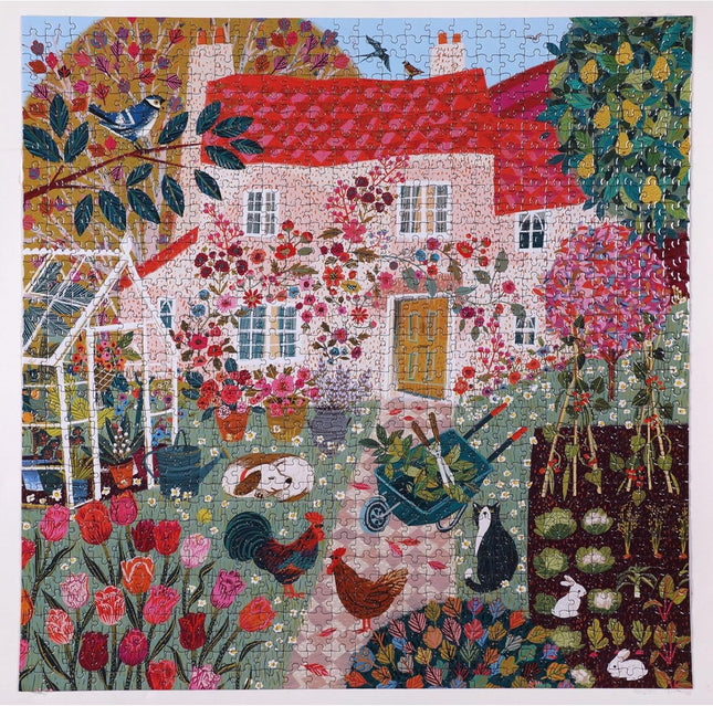 eeBoo Piece and Love English Cottage 1000 Piece Square Jigsaw Puzzle