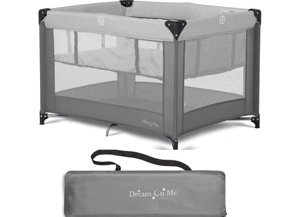 Dream On Me Zazzy Portable Playard with Bassinet in Grey, Packable and Easy Setup Baby Playard, Lightweight and Portable Playard for Baby with Mattress and Travel Bag
