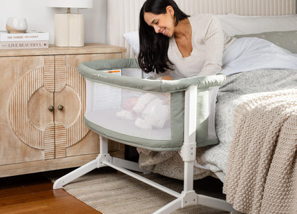 Baby Delight Beside Me Serenity Bassinet | Lightweight Bedside Sleeper & Baby Bassinet | 7-Position Height Adjustment | 100% GOTS Certified Organic Cotton Fabric | Organic Sage