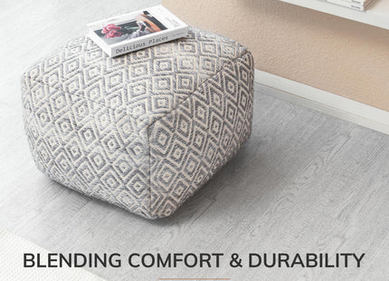 Anji Mountain 22"x22"x16" Handmade & Handcrafted Ottoman Pouf