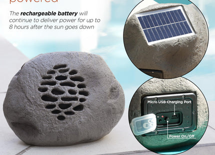 Alpine Corporation Weather-resistant Bluetooth Solar-Powered Outdoor Wireless Rock Speaker - Set of 2