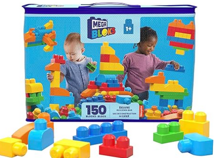 MEGA BLOKS First Builders Toddler Blocks Toys Set, Deluxe Building Bag with 150 Pieces and Storage