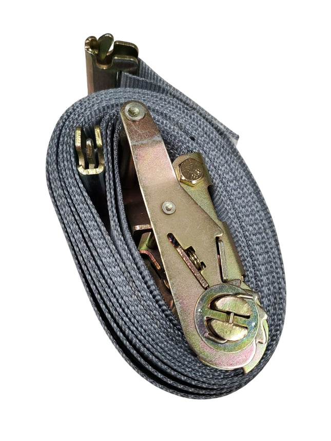 Heavy-Duty Gray Ratchet Tie-Down Strap – Cargo & Vehicle Securing