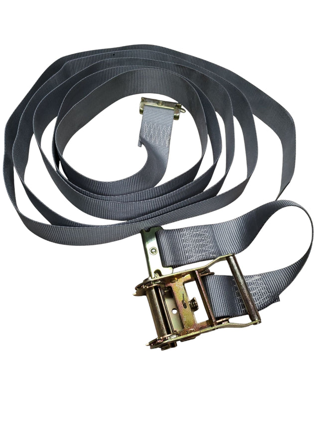 Heavy-Duty Gray Ratchet Tie-Down Strap – Cargo & Vehicle Securing